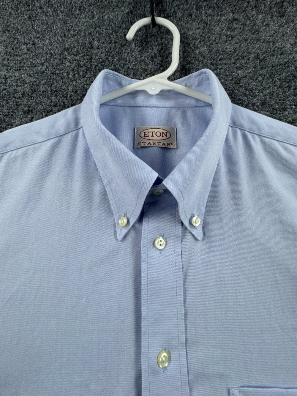 Eton Blue 17 Button-Down Mens Elegant Pocket Long Sleeve Office Shirt Solid